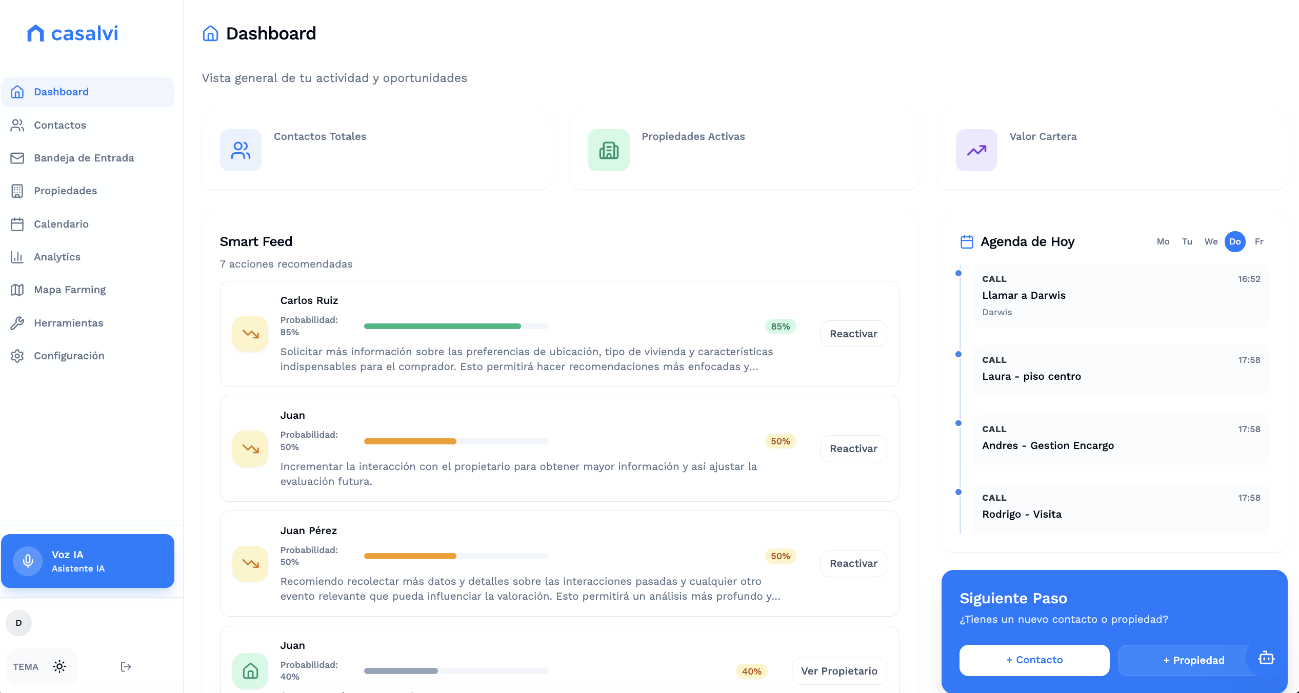 Casalvi Dashboard Interface