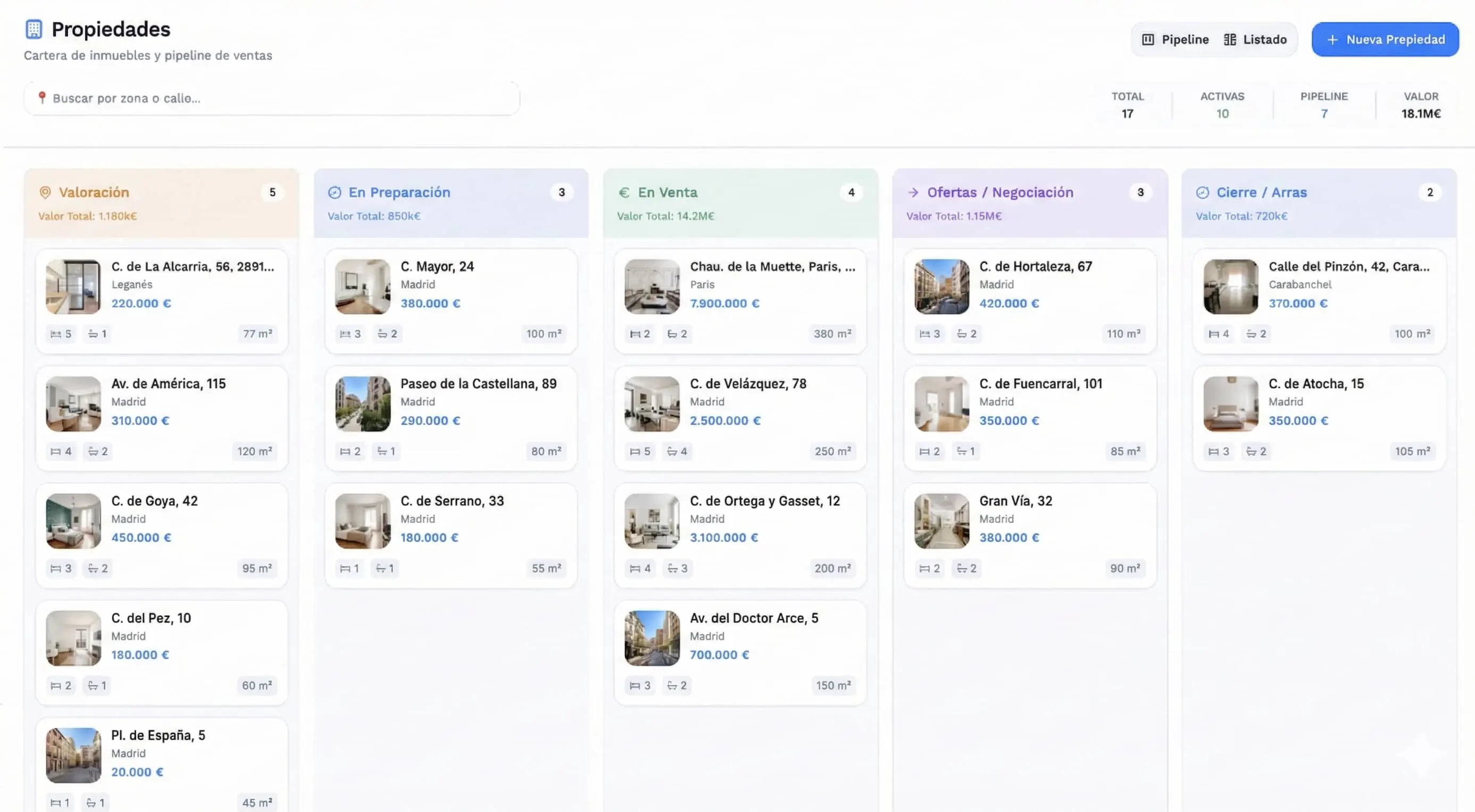 Casalvi Properties Kanban Dashboard